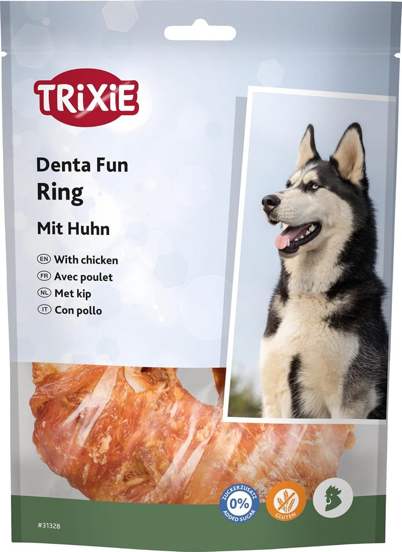 Trixie Denta Fun Chewing Ring with Chicken Dog Chew - 110G - Image 1