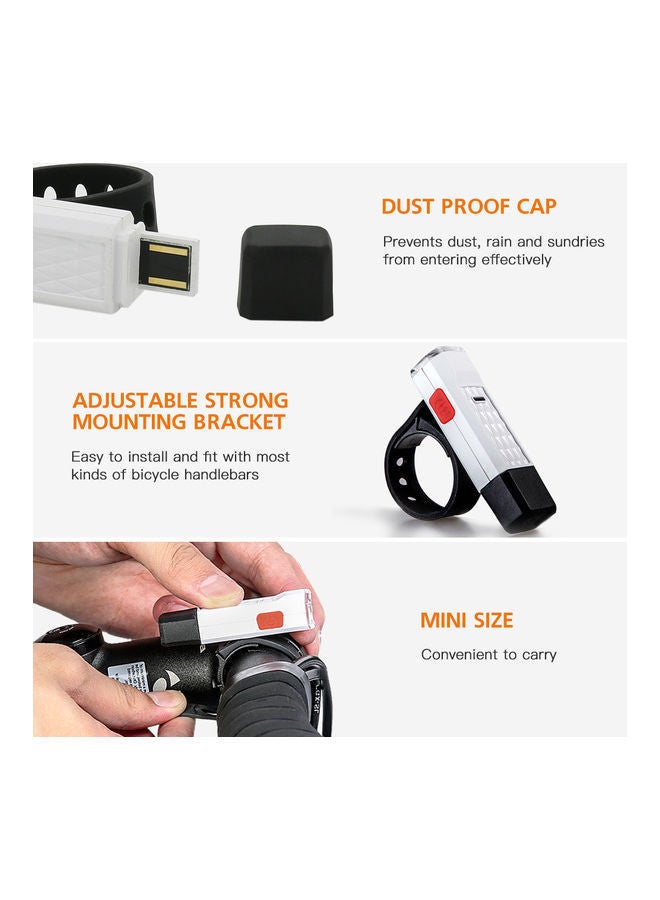 NIBEMINENT 2-Piece USB Rechargeable Bicycle Light 17.50 x 6.00 8.00cm - Image 4