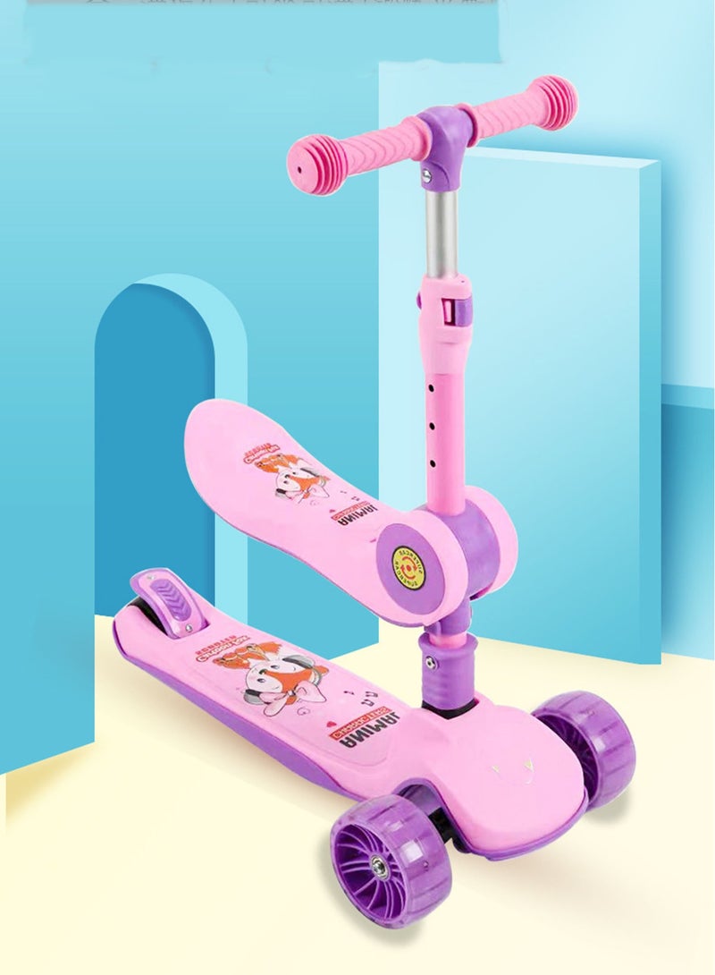 Kids With Seat Adjustable Height Foldable Scooter With Light-Up Wheels - Image 2