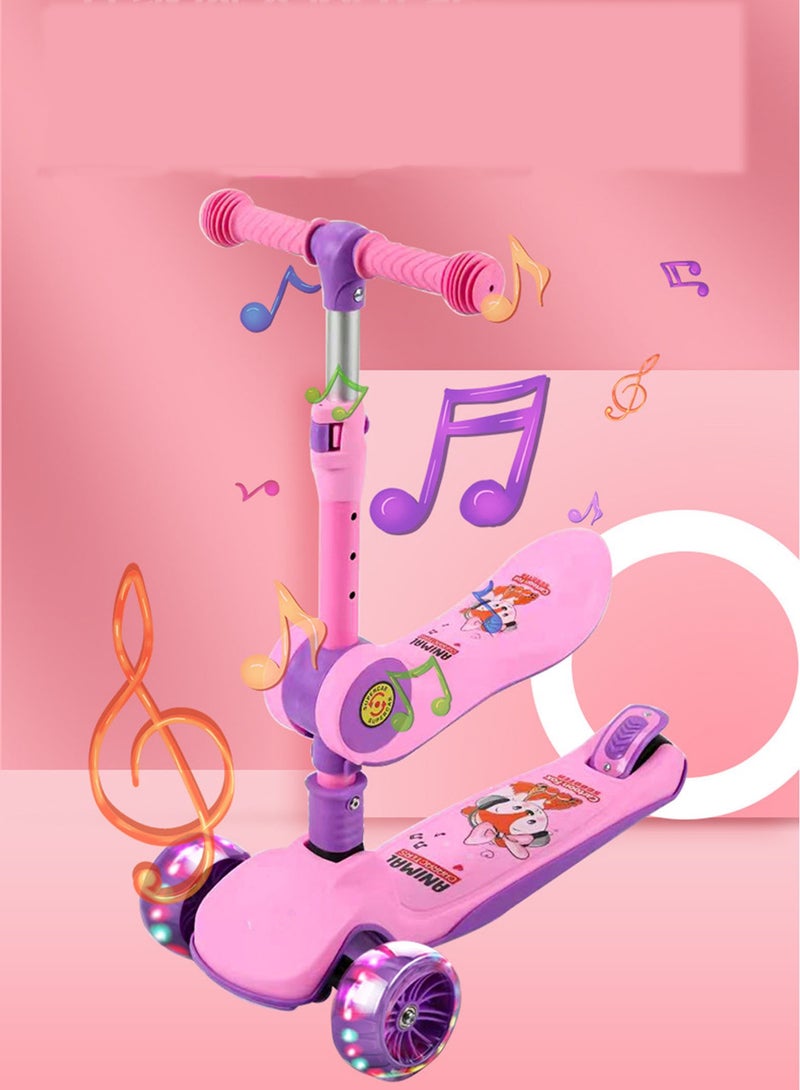 Kids With Seat Adjustable Height Foldable Scooter With Light-Up Wheels - Image 3