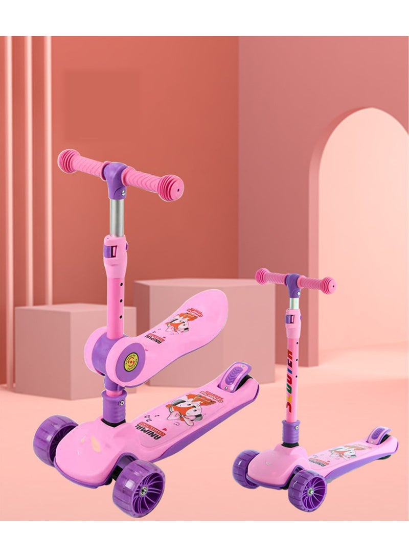 Kids With Seat Adjustable Height Foldable Scooter With Light-Up Wheels - Image 1