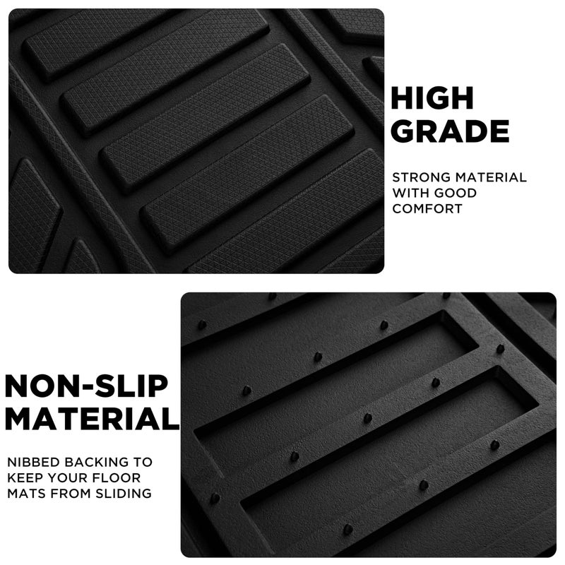 PIC AUTO Heavy Duty Rubber Floor Mats, Red Aluminum Film Car Mats Set, Front and Rear Car Mats with Anti-Slip Backing, All Weather Protection, Trim-to-Fit for Automotive SUV, Sedan, Van - Image 5