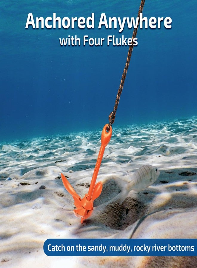 Swonder Kayak Anchor, 3.5lbs Folding Anchor Kit w/Rope & Storage Bag, Complete Accessories Kit for Kayak, Paddle Board, Jet Ski and Small Boats (40ft Tangerine) - Image 4
