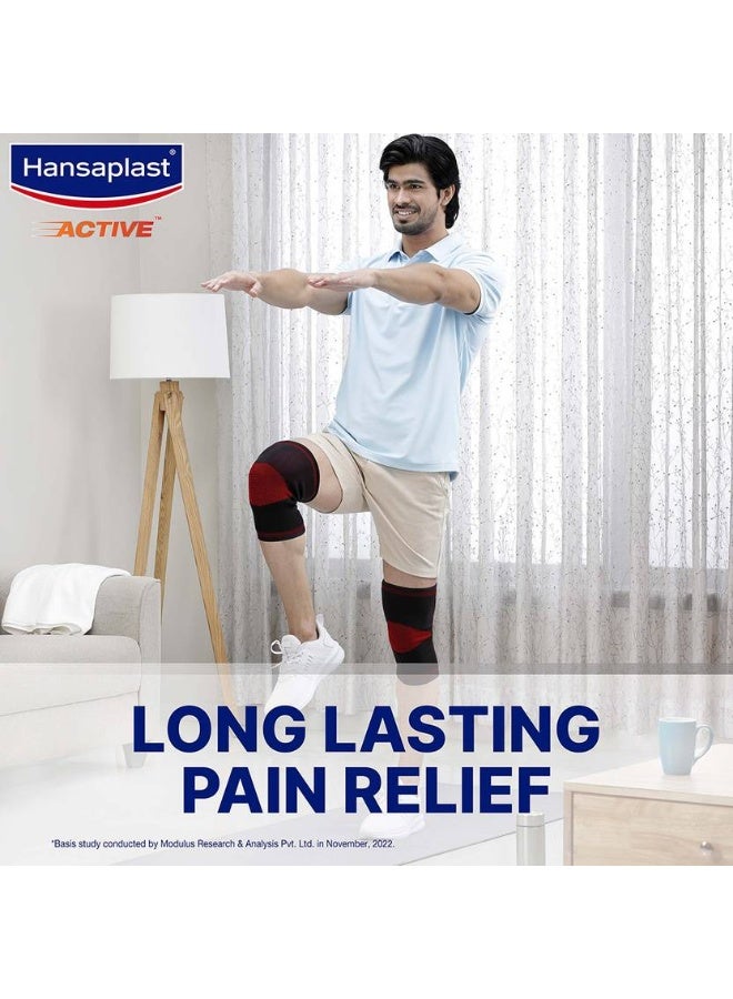 Hansaplast HANSAPLAST Active Knee Support for Men Women | Pair | Size M | Knee cap for gym & sports Knee Support  (Black)  - Image 4