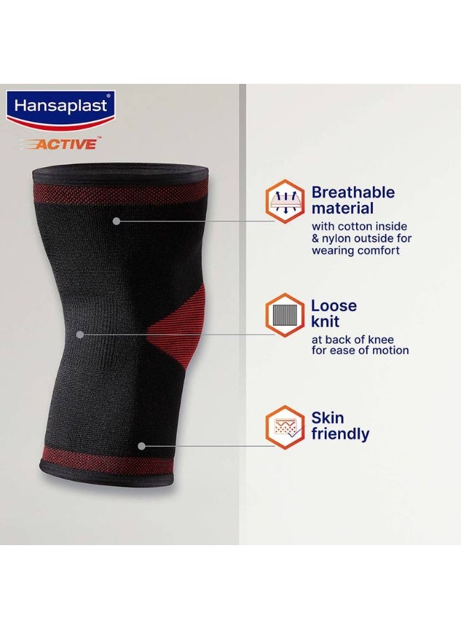Hansaplast HANSAPLAST Active Knee Support for Men Women | Pair | Size M | Knee cap for gym & sports Knee Support  (Black)  - Image 3