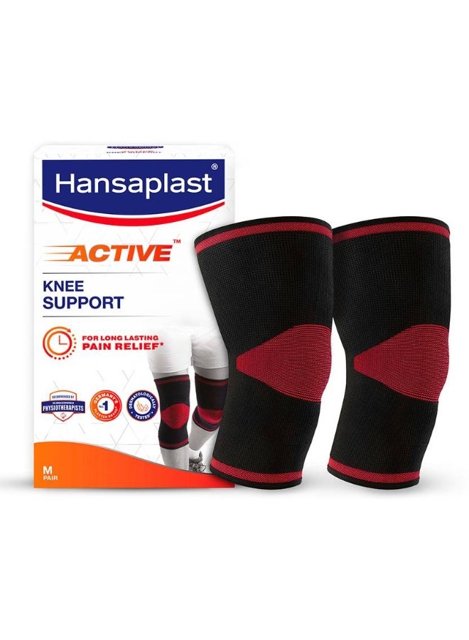 Hansaplast HANSAPLAST Active Knee Support for Men Women | Pair | Size M | Knee cap for gym & sports Knee Support  (Black)  - Image 1