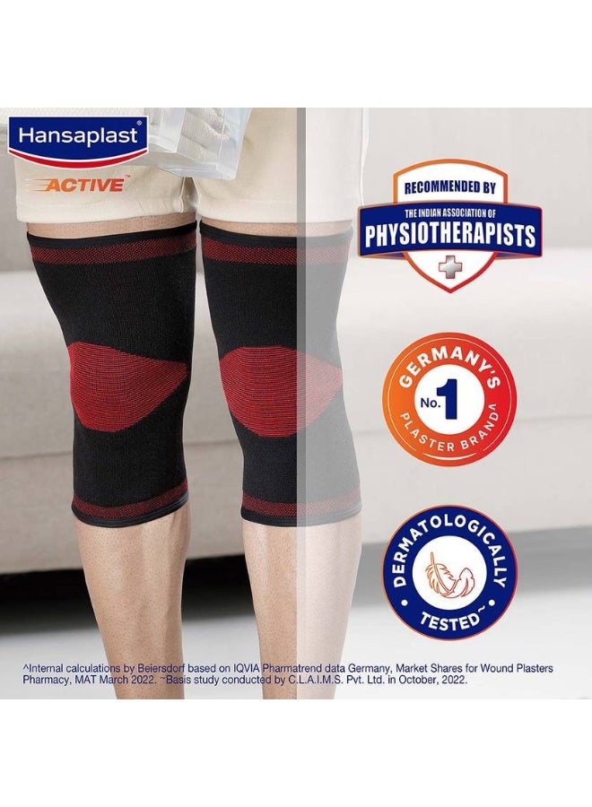 Hansaplast HANSAPLAST Active Knee Support for Men Women | Pair | Size M | Knee cap for gym & sports Knee Support  (Black)  - Image 5