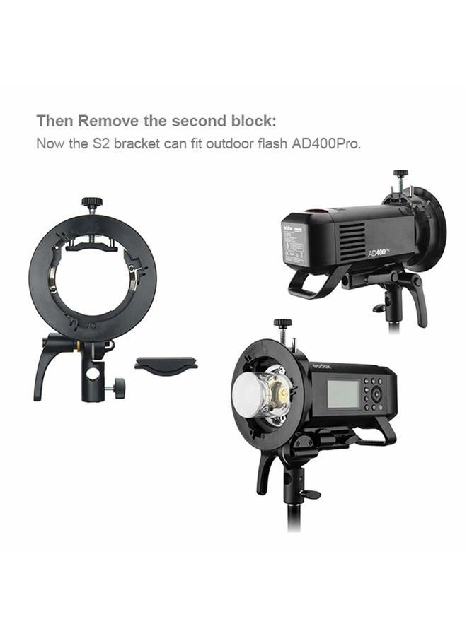 Godox S2 S-Type Bracket Bowens Mount Holder for Godox V1 V860II TT350 AD400Pro AD200Pro Series Speedlite Flash with Snoot Softbox Reflector Beauty Dish - Image 2