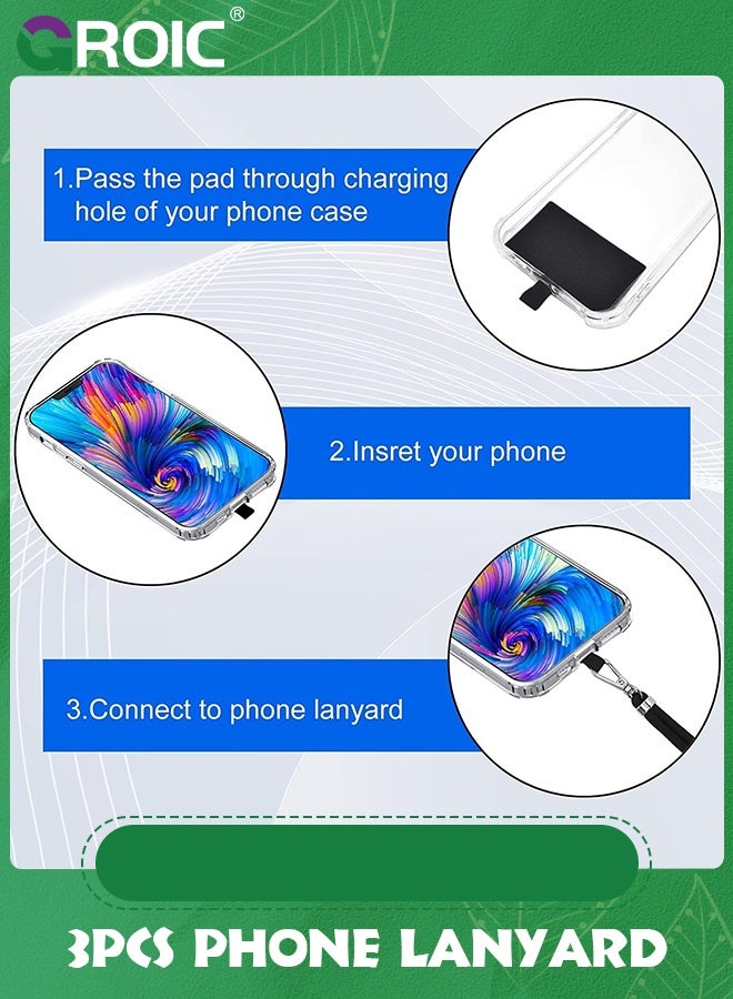 GROIC 3 Set Universal Cell Phone Lanyard, Green Pink Purple Phone Tether Safety Strap Crossbody Lanyard with Adjustable Nylon Neck Strap,Compatible with Every Smartphones - Image 4