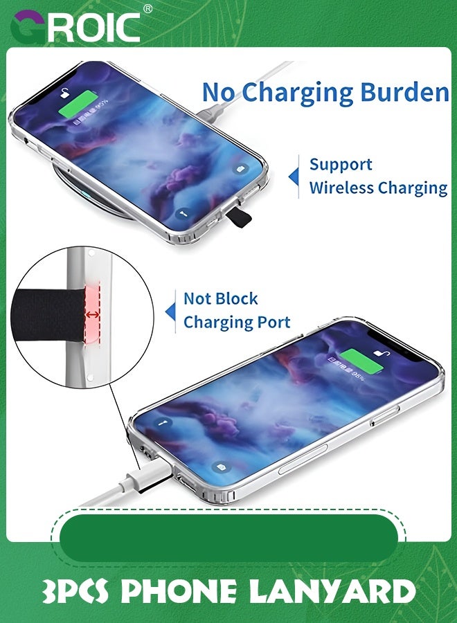 GROIC 3 Set Universal Cell Phone Lanyard, Green Pink Purple Phone Tether Safety Strap Crossbody Lanyard with Adjustable Nylon Neck Strap,Compatible with Every Smartphones - Image 2