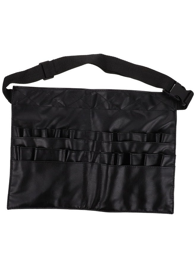 KIRA KIRA Folding Makeup Brush Pouch with Artist Belt Strap for Makeup Artist & Makeup Brush Organizer with Premium Leather Pouch for Women (Black) - Image 1