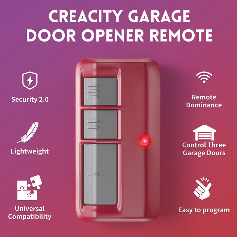 CreaCity 1 for Chamberlain LiftMaster Craftsman Garage Door Opener Remote 893LM 893Max 971LM Universal, Red - Image 2
