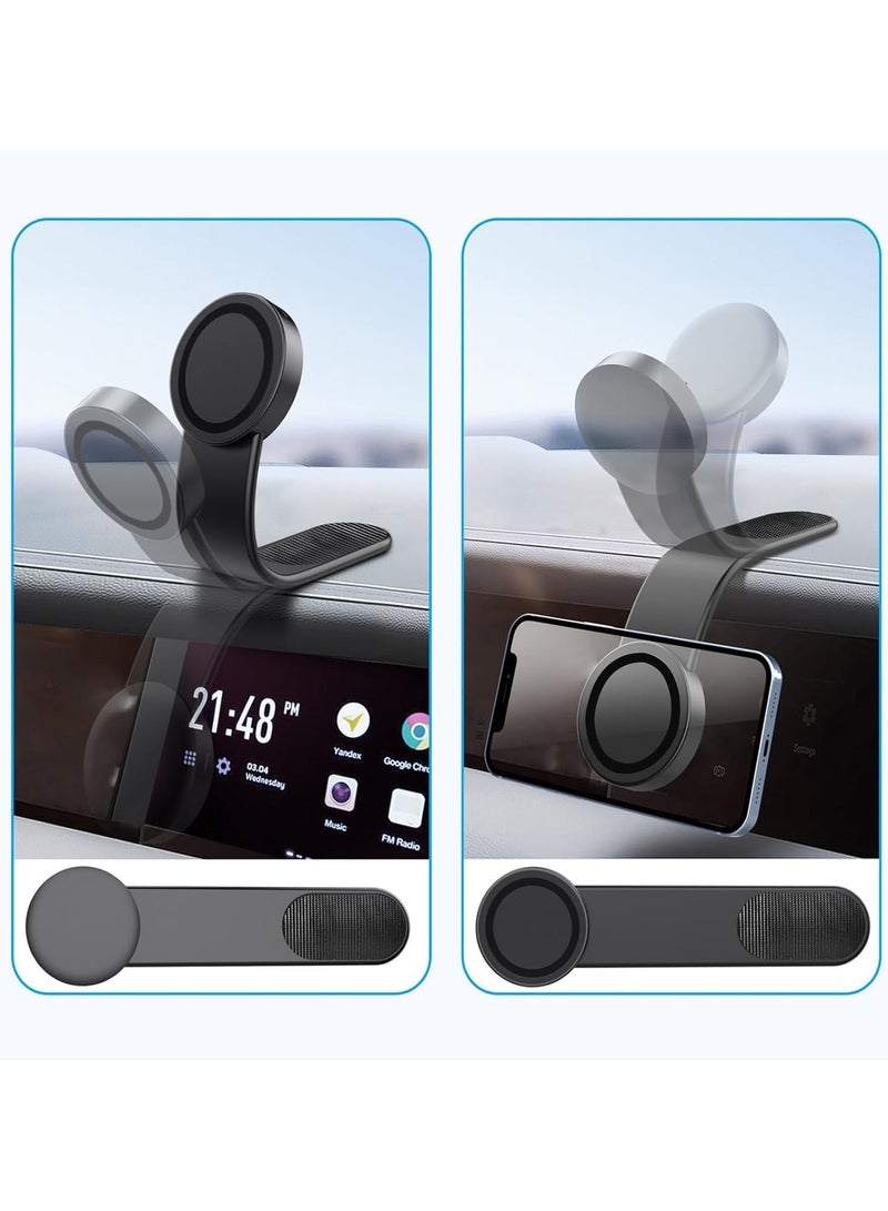 حامل جوال مغناطيسي حامل موبايل سيارة مغناطيسي قابل للطي من خليط معدني لجميع الموبايلات لتابلوه لون أسود - Image 4