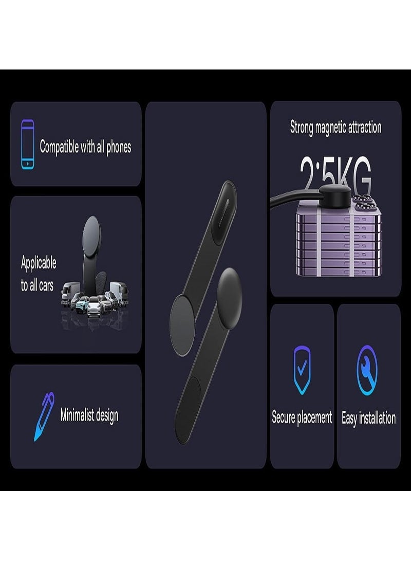 حامل جوال مغناطيسي حامل موبايل سيارة مغناطيسي قابل للطي من خليط معدني لجميع الموبايلات لتابلوه لون أسود - Image 3