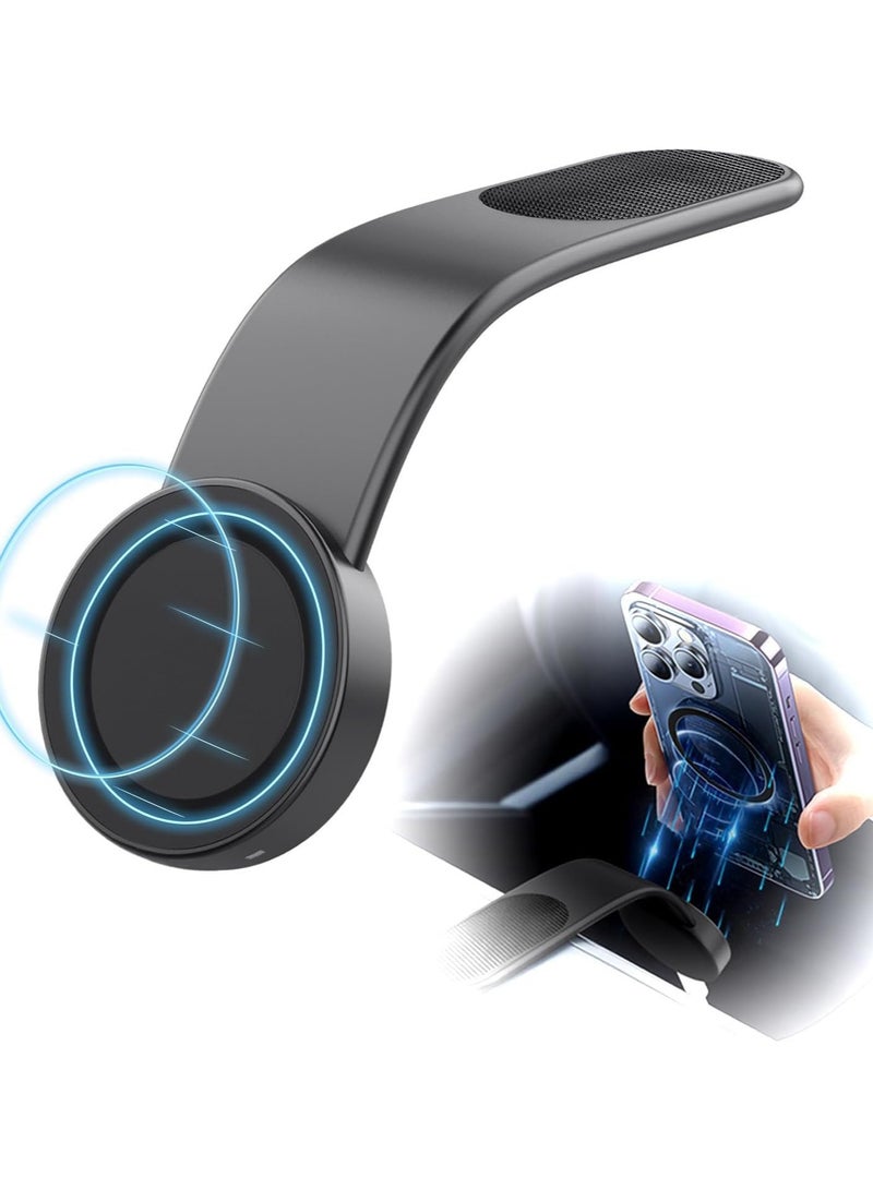 حامل جوال مغناطيسي حامل موبايل سيارة مغناطيسي قابل للطي من خليط معدني لجميع الموبايلات لتابلوه لون أسود - Image 2