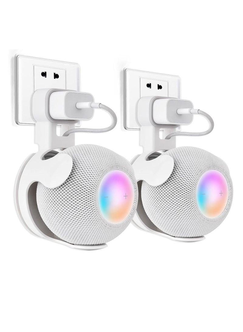 KASTWAVE Wall Mount Bracket for Apple Homecoming Smart Speaker Hidden Cable Management Design Space Saving No Drilling Required Perfect Homepod Mini Speaker Accessory (White 2 Pack)  - Image 1