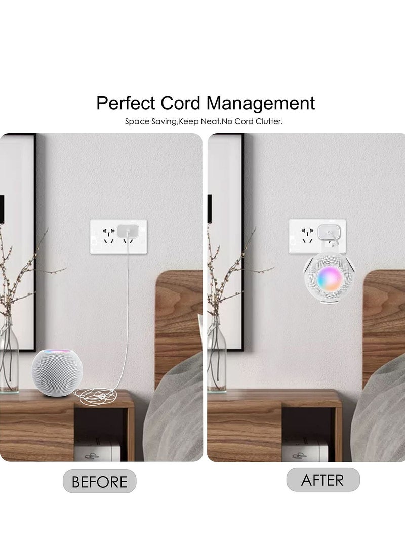 KASTWAVE Wall Mount Bracket for Apple Homecoming Smart Speaker Hidden Cable Management Design Space Saving No Drilling Required Perfect Homepod Mini Speaker Accessory (White 2 Pack)  - Image 4