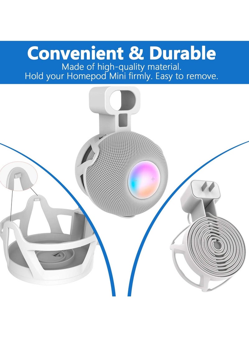 KASTWAVE Wall Mount Bracket for Apple Homecoming Smart Speaker Hidden Cable Management Design Space Saving No Drilling Required Perfect Homepod Mini Speaker Accessory (White 2 Pack)  - Image 5