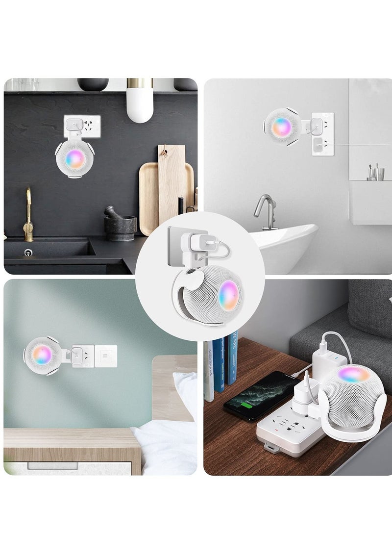 KASTWAVE Wall Mount Bracket for Apple Homecoming Smart Speaker Hidden Cable Management Design Space Saving No Drilling Required Perfect Homepod Mini Speaker Accessory (White 2 Pack)  - Image 2