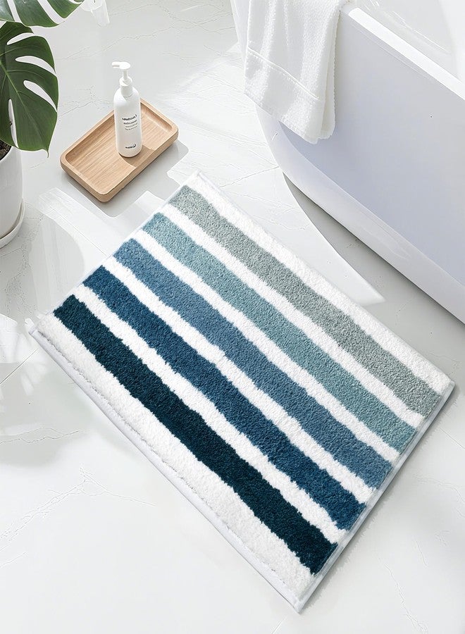 Sunlit Ombre Blue Bathroom Rug Nautical Bath Mat for Bathroom Non Slip 24"x17" Blue and White - Image 1