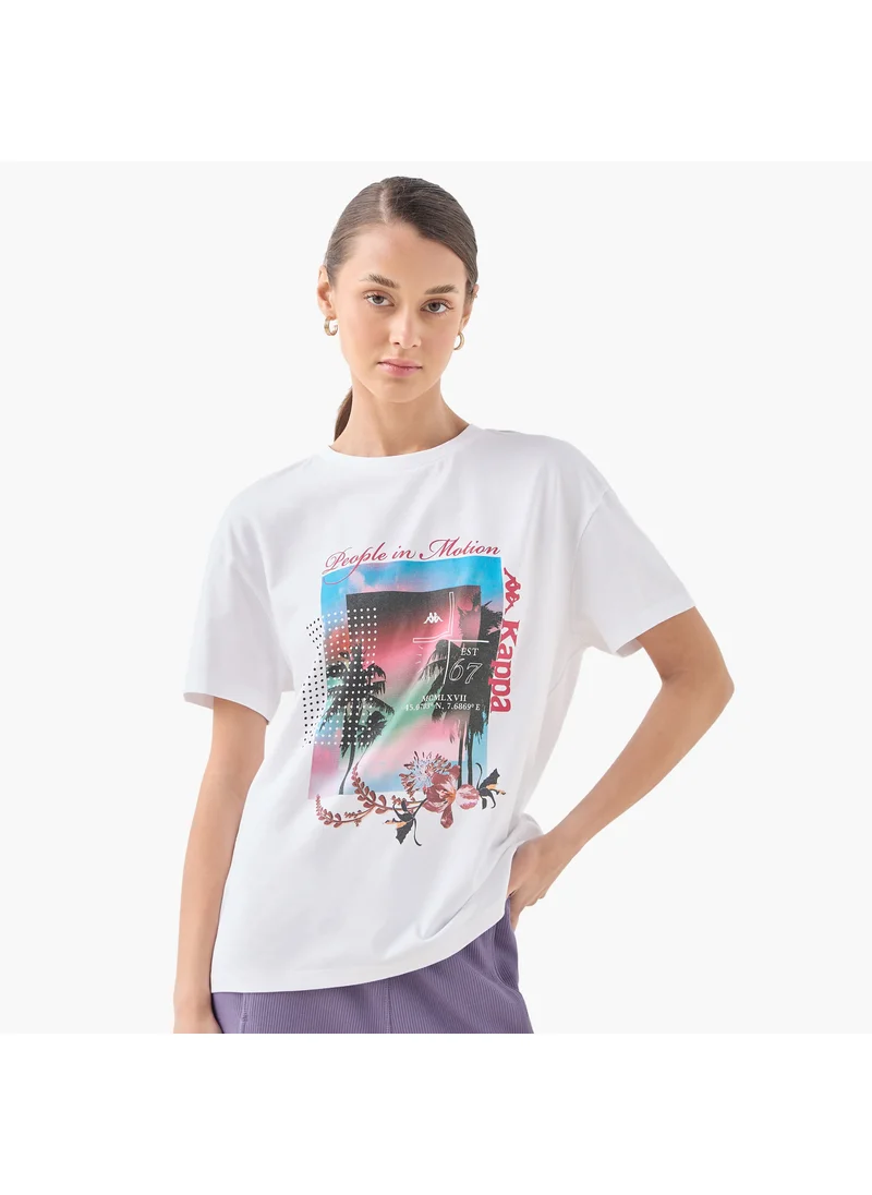 كابا Kappa Graphic Print T-shirt with Crew Neck