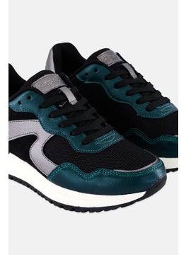 Algspar Women Textile Upper Lace Up Casual Shoes, Black  - Image 3