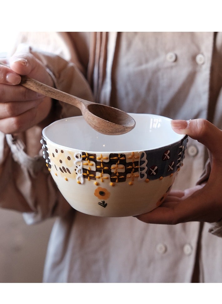 4-piece set - Hand-painted ceramic tableware set - Mugs, coffee cups, multi-colored bowls and plates set - Image 3