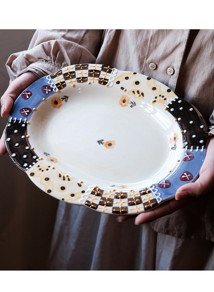 4-piece set - Hand-painted ceramic tableware set - Mugs, coffee cups, multi-colored bowls and plates set - Image 4