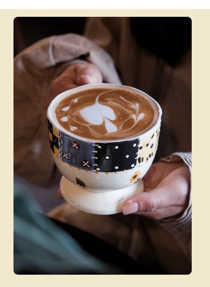 4-piece set - Hand-painted ceramic tableware set - Mugs, coffee cups, multi-colored bowls and plates set - Image 5