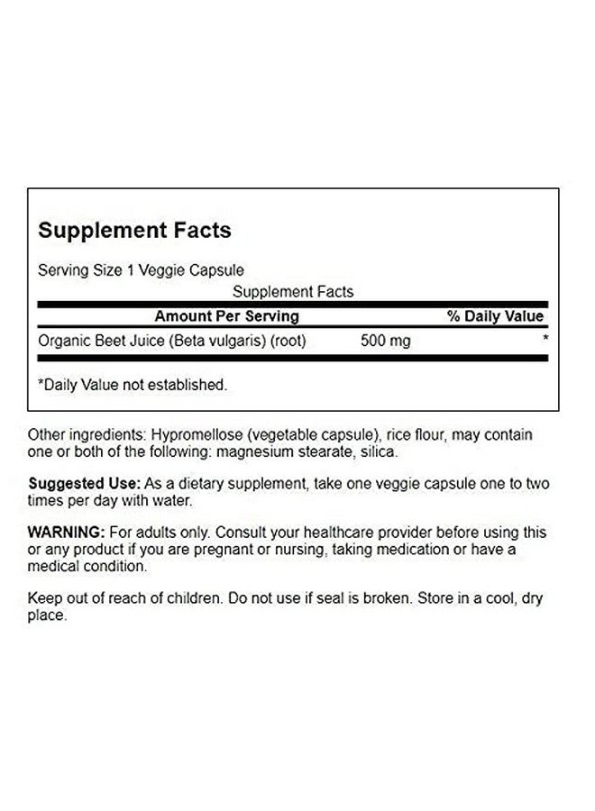 Swanson Made with Organic Beet Juice Freeze Dried 500 Milligrams 60 Veg Capsules (2 Pack) - Image 2