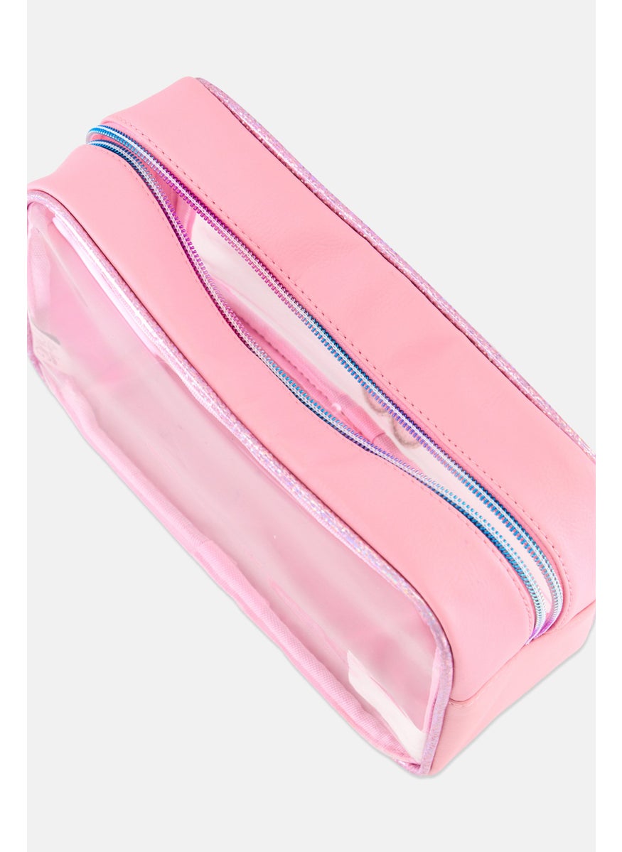 OMG Accessories Kids Girl Glittered Pouch Bag 26 L x 15 H x 11 W cm, Pink  - Image 3