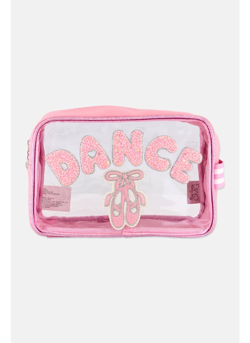 OMG Accessories Kids Girl Glittered Pouch Bag 26 L x 15 H x 11 W cm, Pink  - Image 1