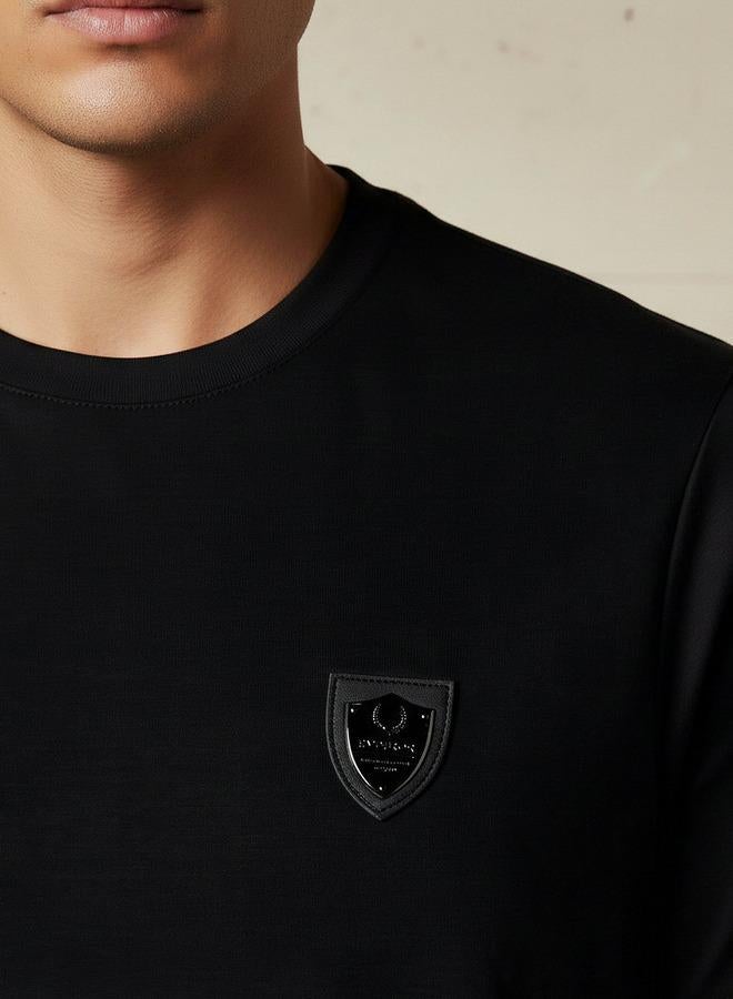 Emperor Men Regular Fit Crew Neck Short Sleeve Badge Accent T-shirt - Image 4