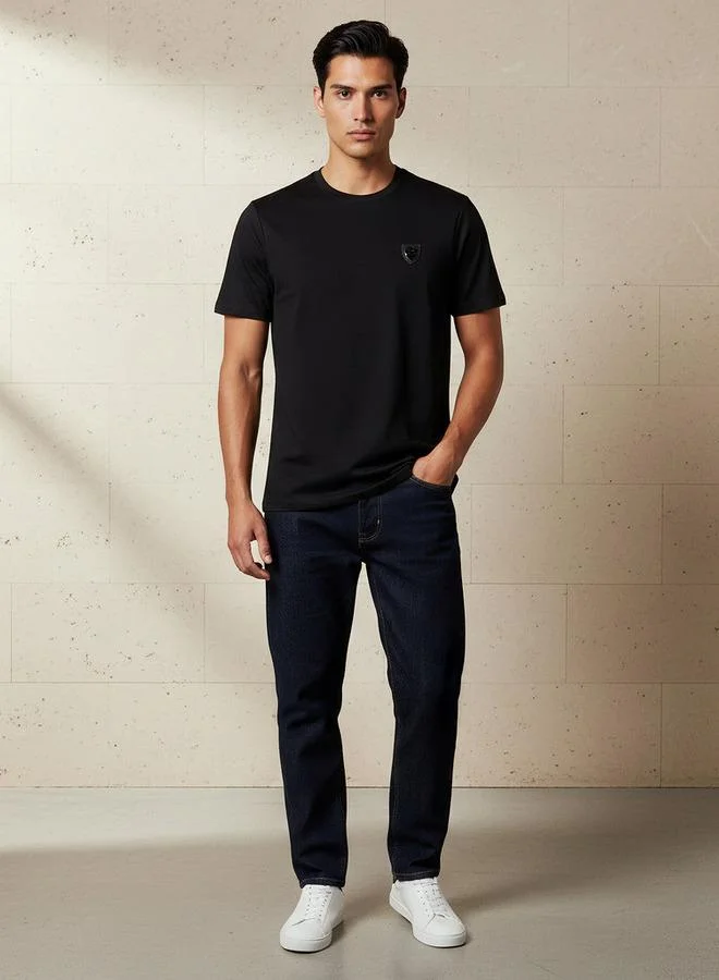 Emperor Emperor Men Regular Fit Crew Neck Short Sleeve Badge Accent T-shirt