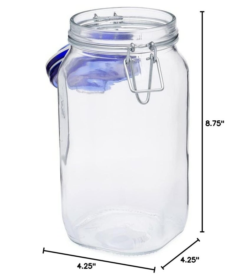 Bormioli Rocco Fido Square Jaw with Blue Lid, 50-3/4-Ounce - Image 2