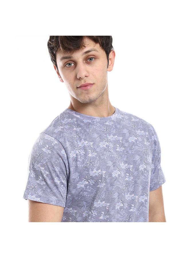 Andora Round Neck Basic T-shirt Casual Look _Grey - Image 4