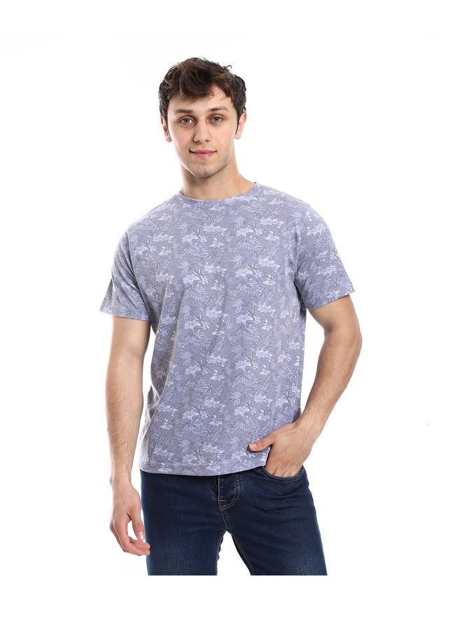 Andora Round Neck Basic T-shirt Casual Look _Grey - Image 2