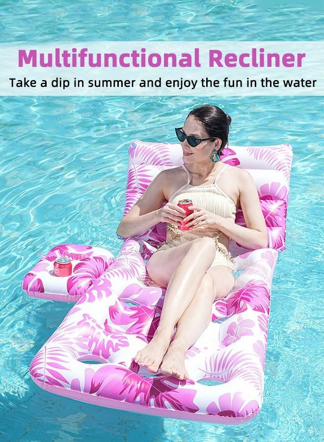 DURKU Inflatable Pool Lounger with Cup Holder, Adjustable Backrest, Large Size for Adults. Suitable for Swimming Pool, Seashore, Beach Party. 180*90cm. Highly Functional Lake Float. - Image 3