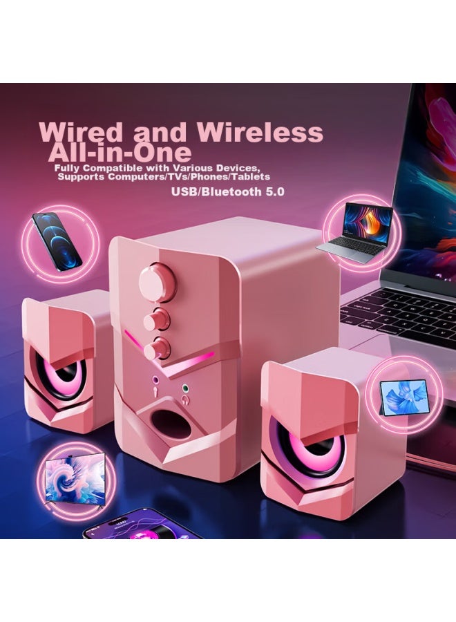 SADA Computer Speakers Gaming Combo For Home Desktop, Wired 2.1 Subwoofer With Microphone And Headphone Jack, All-in D-222 - Image 4