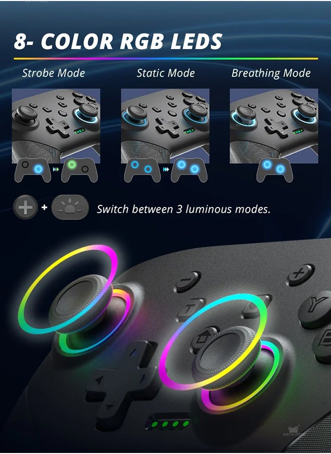 DATA FROG - S80 Wireless Controller Game Controller, With Adjustable RGB Lighting and Vibration Adjustment Multi-Device Compatibility, For Switch OLED/Lite Console Pro Gamepad Windows PC, iPhone, Android Bluetooth 5.0 Wireless Gamepad - Image 1