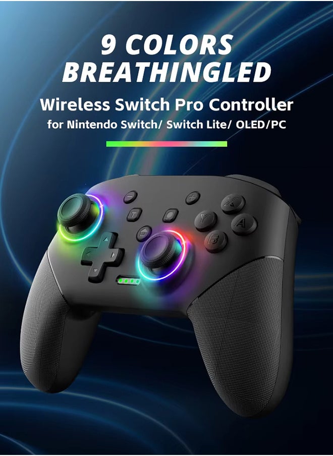 DATA FROG - S80 Wireless Controller Game Controller, With Adjustable RGB Lighting and Vibration Adjustment Multi-Device Compatibility, For Switch OLED/Lite Console Pro Gamepad Windows PC, iPhone, Android Bluetooth 5.0 Wireless Gamepad - Image 1