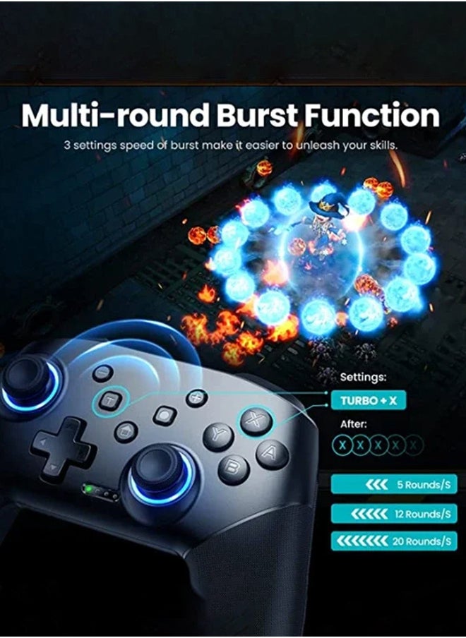 DATA FROG - S80 Wireless Controller Game Controller, With Adjustable RGB Lighting and Vibration Adjustment Multi-Device Compatibility, For Switch OLED/Lite Console Pro Gamepad Windows PC, iPhone, Android Bluetooth 5.0 Wireless Gamepad - Image 1