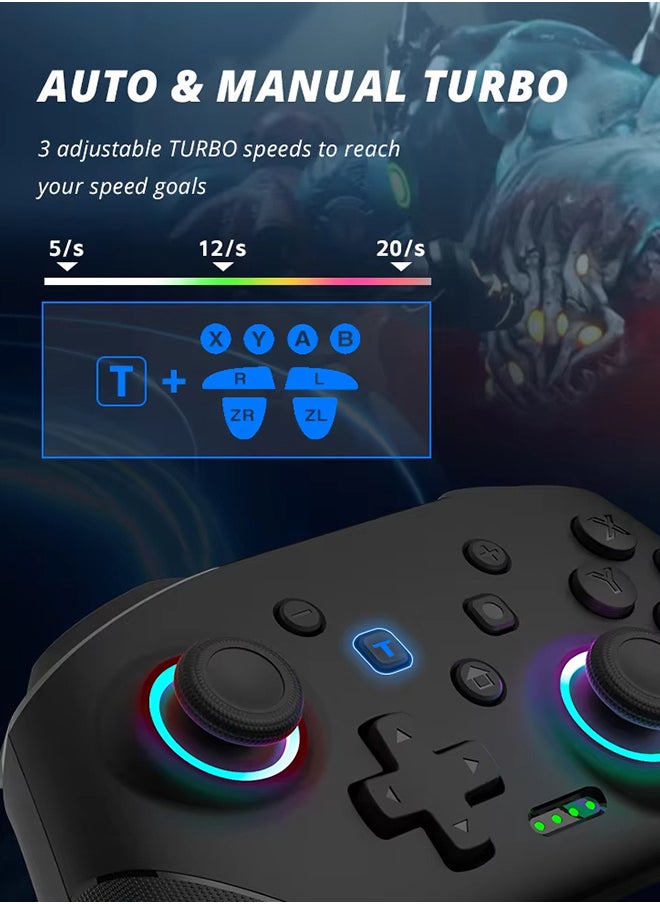 DATA FROG - S80 Wireless Controller Game Controller, With Adjustable RGB Lighting and Vibration Adjustment Multi-Device Compatibility, For Switch OLED/Lite Console Pro Gamepad Windows PC, iPhone, Android Bluetooth 5.0 Wireless Gamepad - Image 1