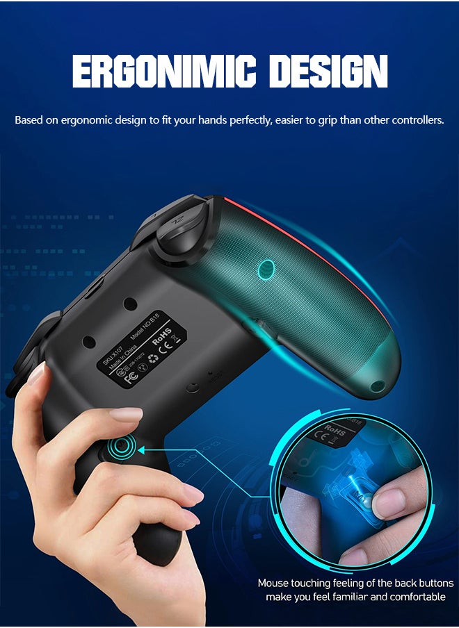 DATA FROG - S80 Wireless Controller Game Controller, With Adjustable RGB Lighting and Vibration Adjustment Multi-Device Compatibility, For Switch OLED/Lite Console Pro Gamepad Windows PC, iPhone, Android Bluetooth 5.0 Wireless Gamepad - Image 1