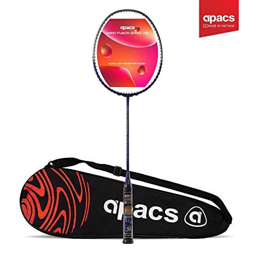 Apacs Nano Fusion Speed 722 (76 grams, Made in Vietnam) Ulta Light Weight | Japanese Graphite Unstrung Badminton Racket with Free Full Cover | G2-4 1/8 inches (Purple) - Image 1