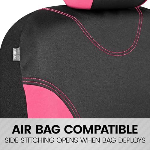 BDK UltraSleek Pink Seat Covers for Cars, Two-Tone Front with Matching Back Car Seat Cover, Made to Fit Most Auto Truck Van SUV, Interior Car Accessories, Full Set - Image 5
