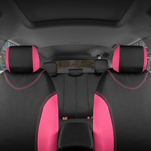 BDK UltraSleek Pink Seat Covers for Cars, Two-Tone Front with Matching Back Car Seat Cover, Made to Fit Most Auto Truck Van SUV, Interior Car Accessories, Full Set - Image 3
