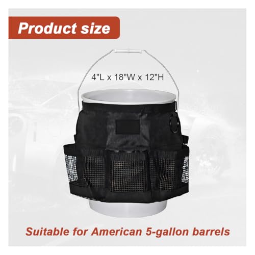 UHANBUT 5 Gallon Bucket Tool Organizer Bag, Multi-Purpose Car Bucket Wash Tool with Mesh Storage Pockets, Universal Vehicle Cleaning Supplies Accessories for Home, Gardening, Fishing - Image 2