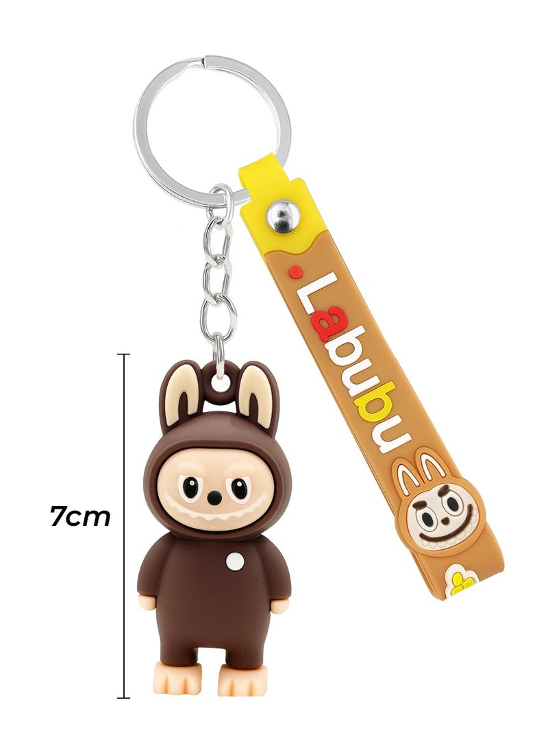 Labubu Cartoon Character Keychain with Silicone Strap – 3D Soft PVC Pendant, Cute Bunny Doll Design, Durable Metal Key Ring, Lightweight & Portable Bag/Key Holder for Car, Bike, Home, Office - Image 2
