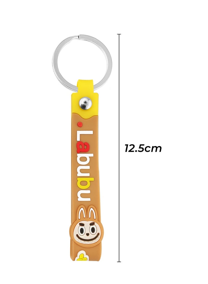Labubu Cartoon Character Keychain with Silicone Strap – 3D Soft PVC Pendant, Cute Bunny Doll Design, Durable Metal Key Ring, Lightweight & Portable Bag/Key Holder for Car, Bike, Home, Office - Image 3